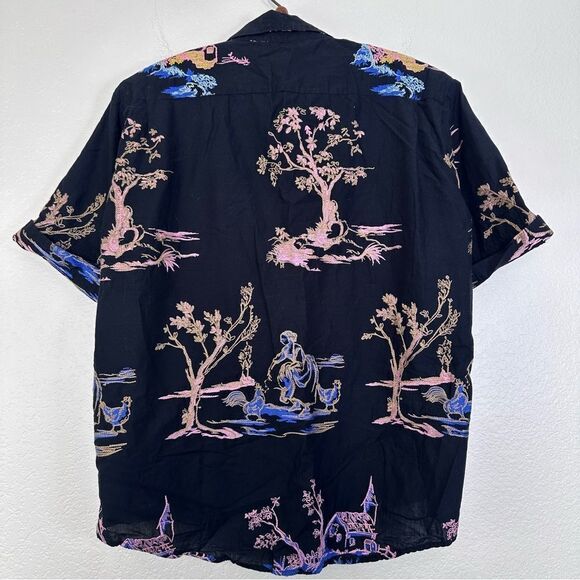 Zara Japanese Garden Graphic Button Down Shirt Size S - Picture 9 of 9